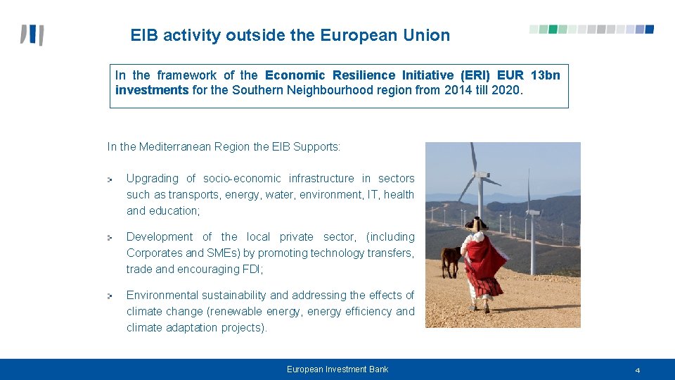 EIB activity outside the European Union In the framework of the Economic Resilience Initiative