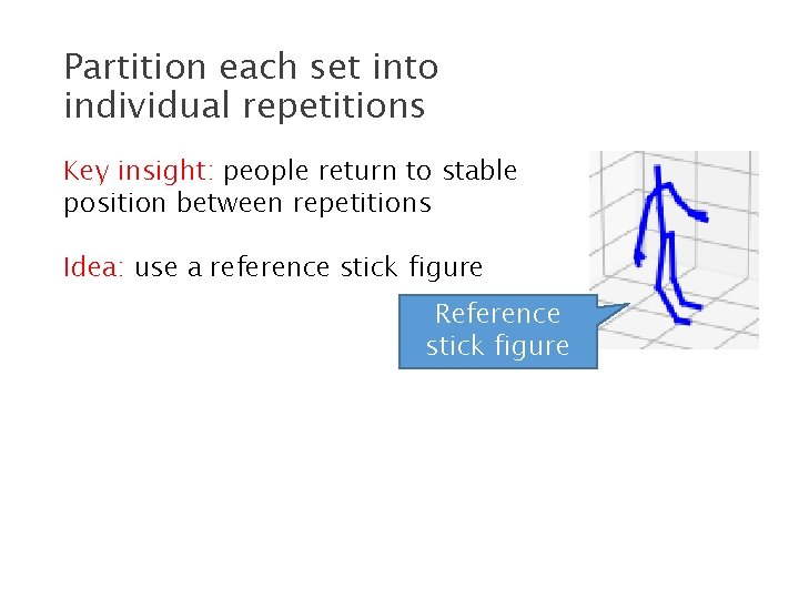 Partition each set into individual repetitions Key insight: people return to stable position between