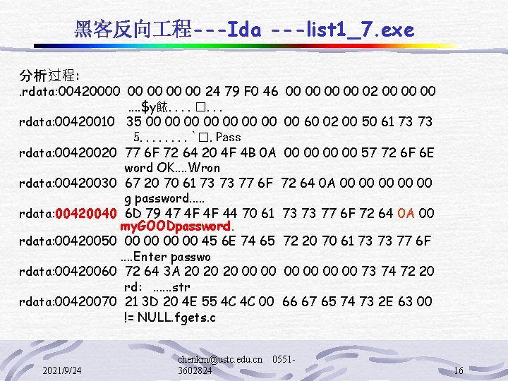 黑客反向 程---Ida ---list 1_7. exe 分析过程: . rdata: 00420000 00 00 24 79 F