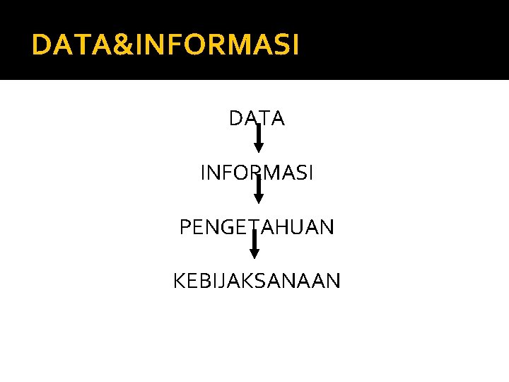 DATA&INFORMASI DATA INFORMASI PENGETAHUAN KEBIJAKSANAAN 