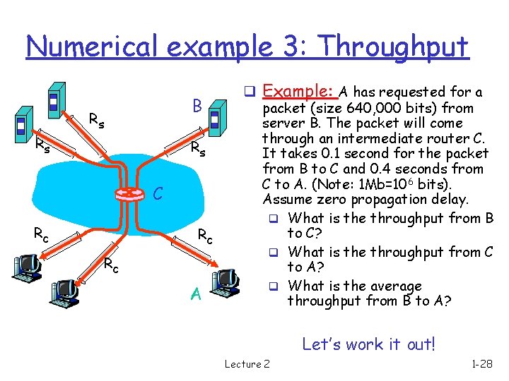 Numerical example 3: Throughput B Rs Rs Rs C Rc Rc Rc A q