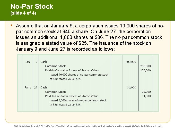 No-Par Stock (slide 4 of 4) • Assume that on January 9, a corporation