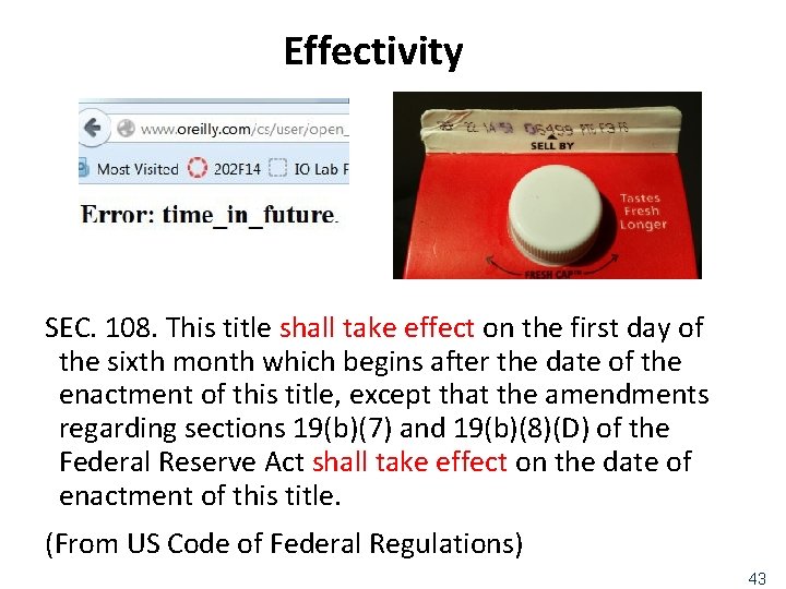 Effectivity SEC. 108. This title shall take effect on the first day of the
