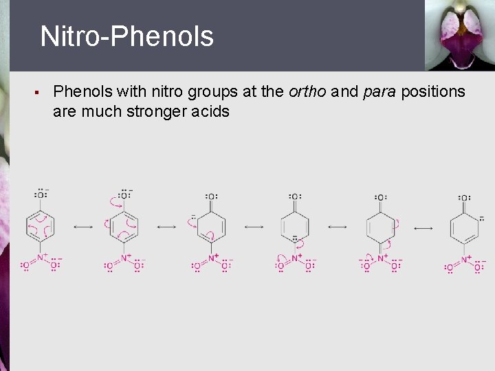 Nitro-Phenols § Phenols with nitro groups at the ortho and para positions are much