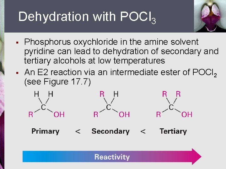 Dehydration with POCl 3 § § Phosphorus oxychloride in the amine solvent pyridine can