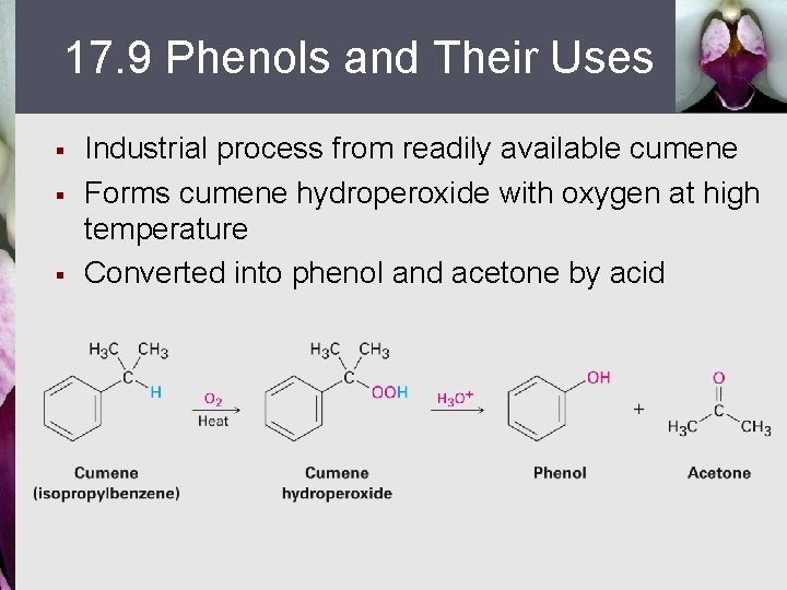 17. 9 Phenols and Their Uses § § § Industrial process from readily available