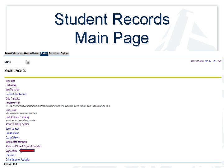 Student Records Main Page 