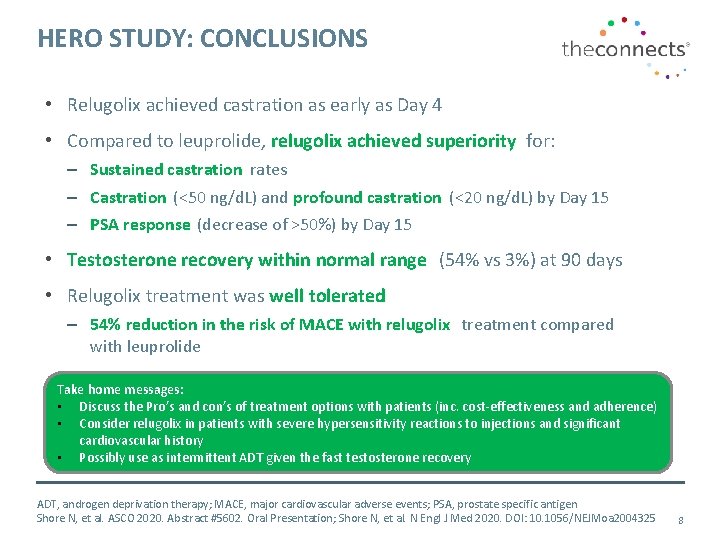 HERO STUDY: CONCLUSIONS • Relugolix achieved castration as early as Day 4 • Compared