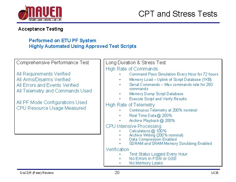 CPT and Stress Tests Acceptance Testing Performed on ETU PF System Highly Automated Using