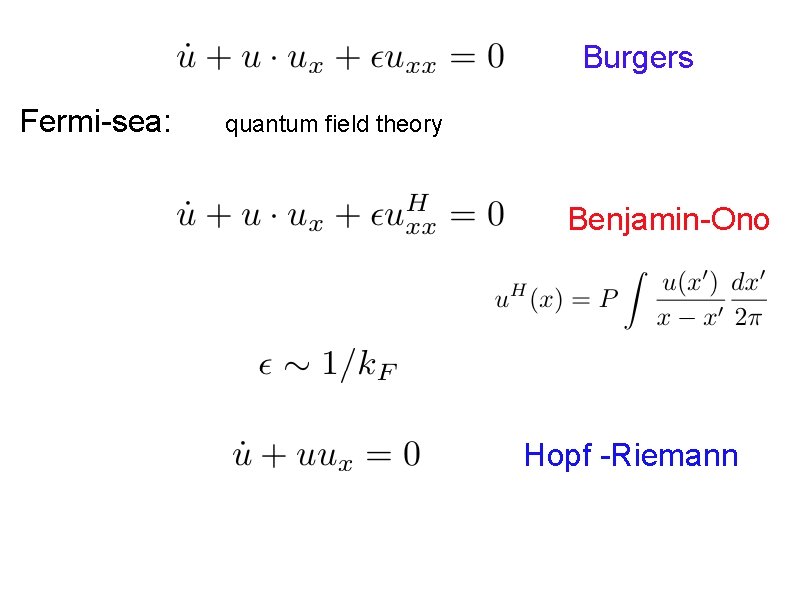 Burgers Fermi-sea: quantum field theory Benjamin-Ono Hopf -Riemann 