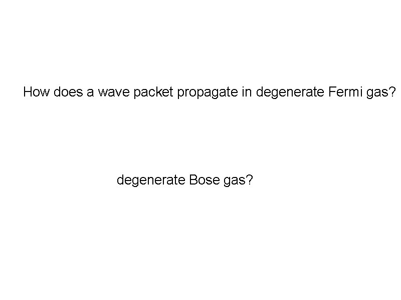 How does a wave packet propagate in degenerate Fermi gas? degenerate Bose gas? 