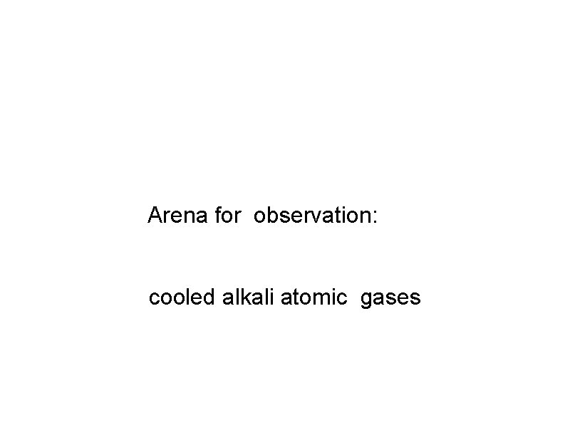 Arena for observation: cooled alkali atomic gases 