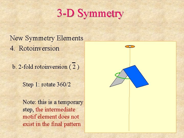 3 -D Symmetry New Symmetry Elements 4. Rotoinversion b. 2 -fold rotoinversion ( 2