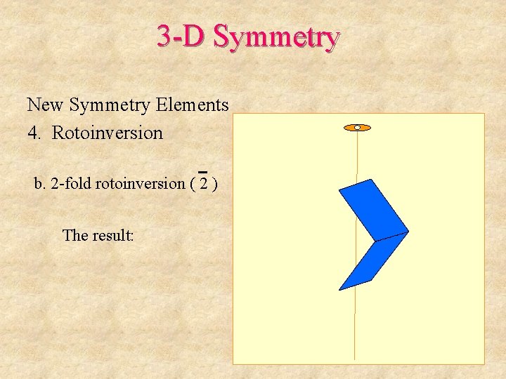 3 -D Symmetry New Symmetry Elements 4. Rotoinversion b. 2 -fold rotoinversion ( 2