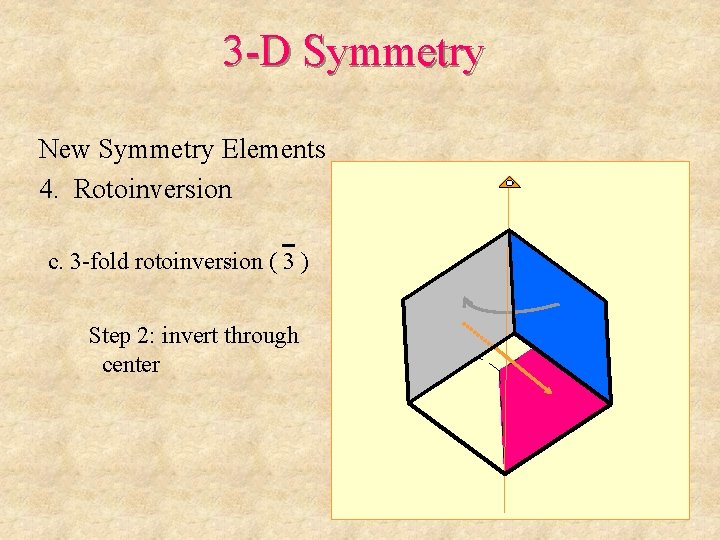 3 -D Symmetry New Symmetry Elements 4. Rotoinversion c. 3 -fold rotoinversion ( 3