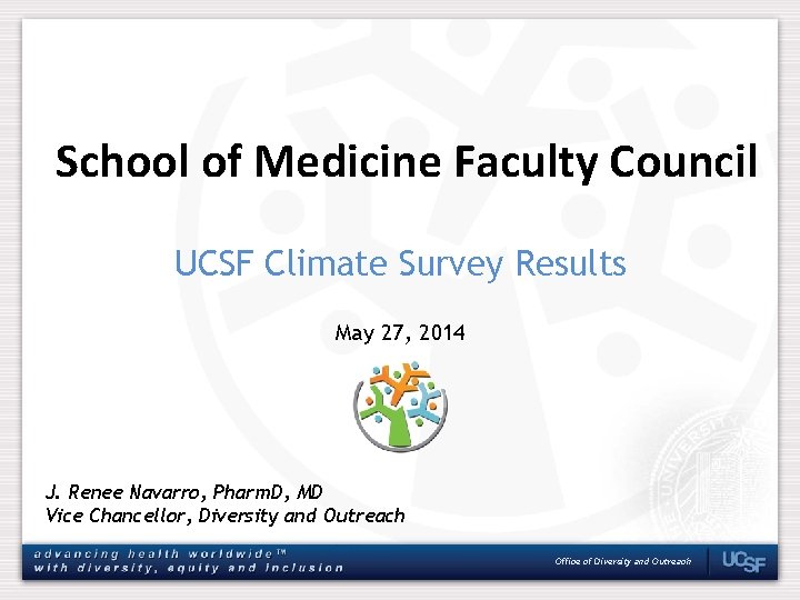 School of Medicine Faculty Council UCSF Climate Survey Results May 27, 2014 J. Renee