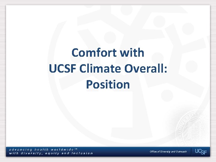 Comfort with UCSF Climate Overall: Position Office of Diversity and Outreach 