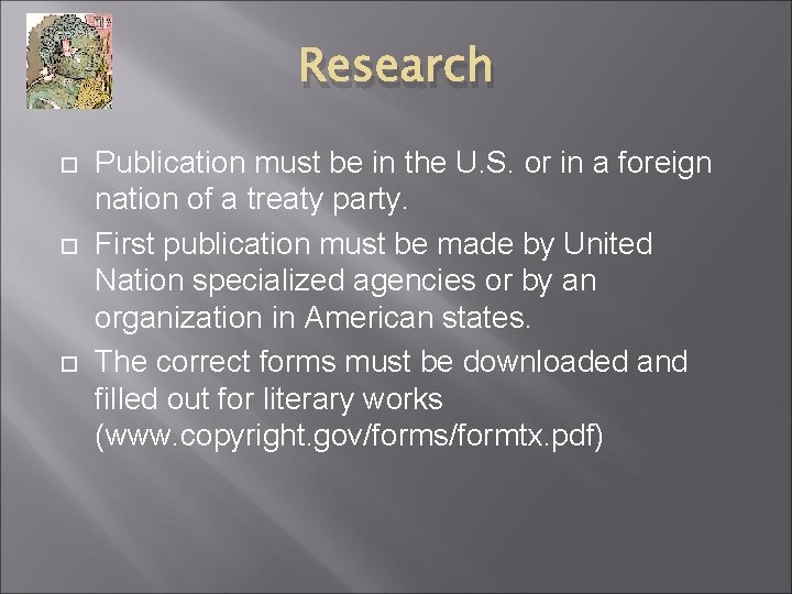 Research Publication must be in the U. S. or in a foreign nation of