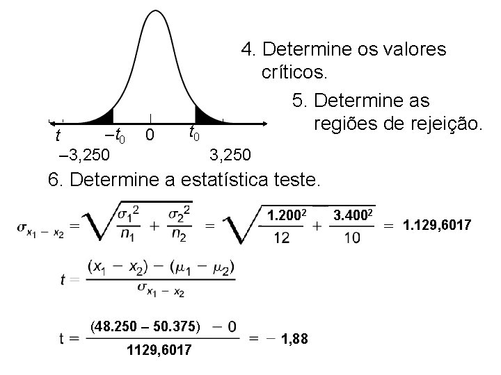 –t 0 t – 3, 250 0 t 0 4. Determine os valores críticos.