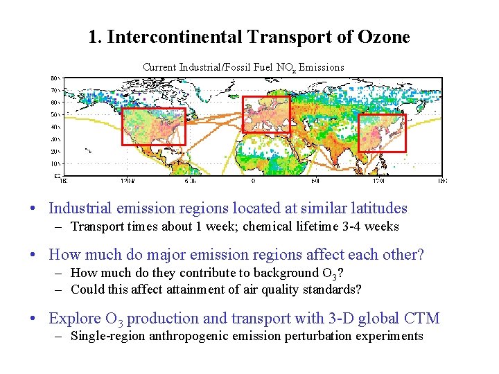 1. Intercontinental Transport of Ozone Current Industrial/Fossil Fuel NOx Emissions • Industrial emission regions