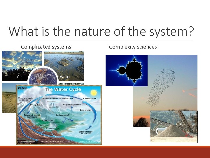 What is the nature of the system? Complicated systems Complexity sciences 