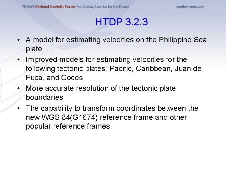 HTDP 3. 2. 3 • A model for estimating velocities on the Philippine Sea