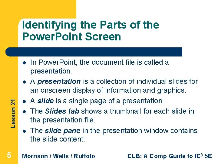 Identifying the Parts of the Power. Point Screen l Lesson 21 l 5 l