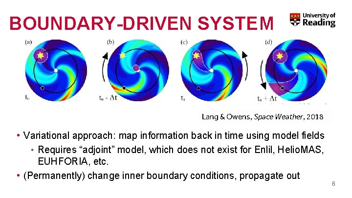 BOUNDARY-DRIVEN SYSTEM Lang & Owens, Space Weather, 2018 • Variational approach: map information back
