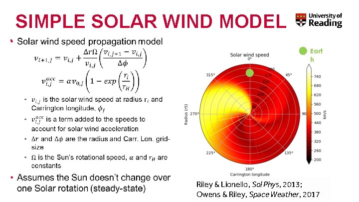 SIMPLE SOLAR WIND MODEL • Eart h Riley & Lionello, Sol Phys, 2013; Owens