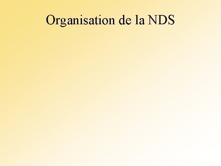Organisation de la NDS 