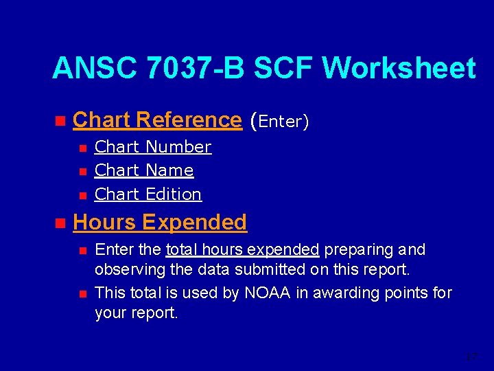 ANSC 7037 -B SCF Worksheet n Chart Reference (Enter) n n Chart Number Chart