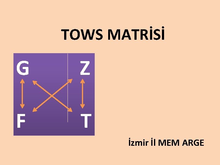 TOWS MATRİSİ G Z F T İzmir İl MEM ARGE 