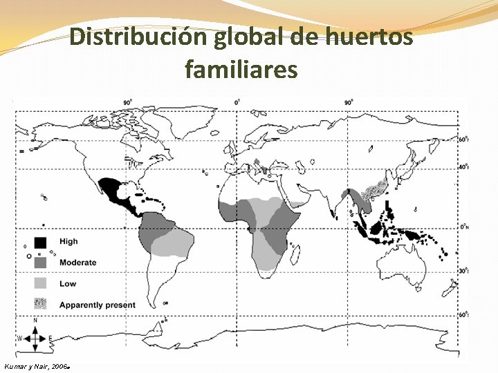 Distribución global de huertos familiares . Kumar y Nair, 2006 