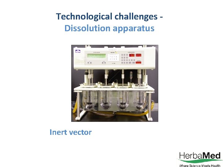 Technological challenges Dissolution apparatus Inert vector 
