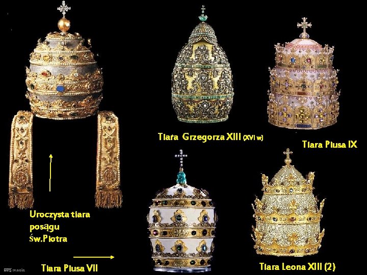 Tiara Grzegorza XIII (XVI w) Tiara Piusa IX Uroczysta tiara posągu św. Piotra PPS