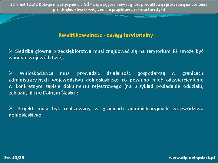 Schemat 1. 1. A 2 Dotacje inwestycyjne dla MŚP wspierające innowacyjność produktową i procesową