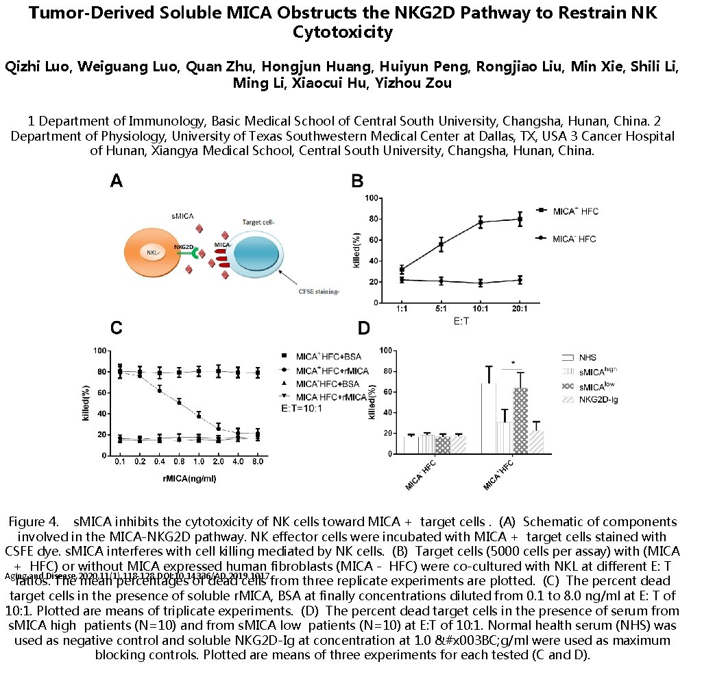 Tumor-Derived Soluble MICA Obstructs the NKG 2 D Pathway to Restrain NK Cytotoxicity Qizhi