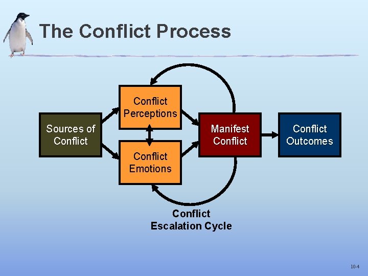 The Conflict Process Conflict Perceptions Sources of Conflict Manifest Conflict Outcomes Conflict Emotions Conflict