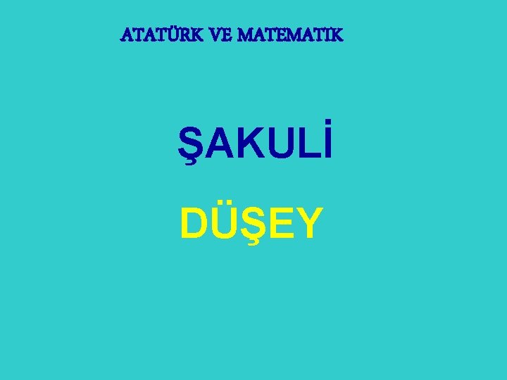 ATATÜRK VE MATEMATIK ŞAKULİ DÜŞEY 