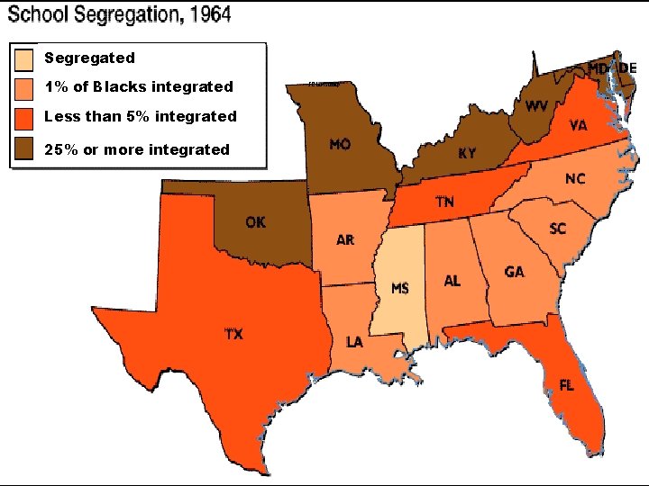 Segregated 1% of Blacks integrated Less than 5% integrated 25% or more integrated JC