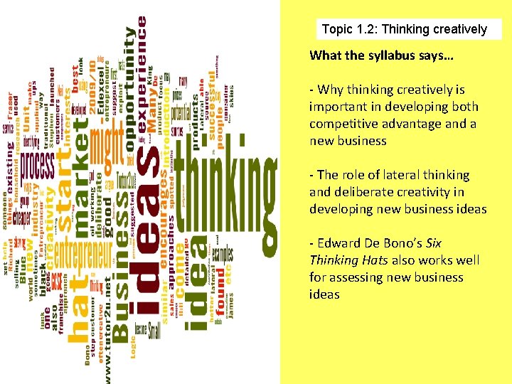 Topic 1. 2: Thinking creatively What the syllabus says… - Why thinking creatively is