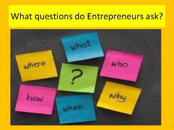 What questions do Entrepreneurs ask? 