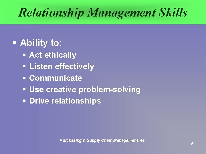 Relationship Management Skills § Ability to: § Act ethically § Listen effectively § Communicate