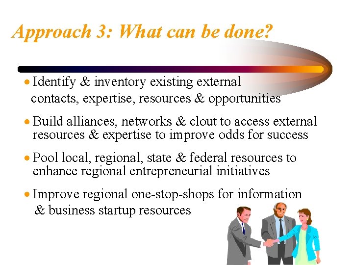 Approach 3: What can be done? · Identify & inventory existing external contacts, expertise,