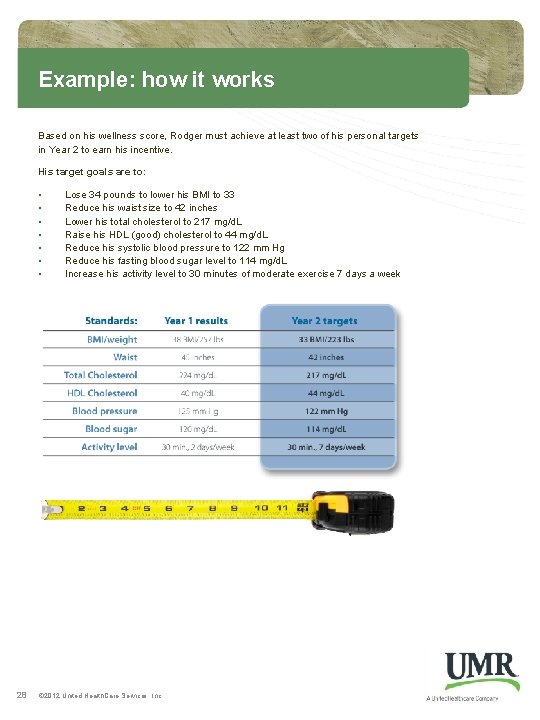 Example: how it works Based on his wellness score, Rodger must achieve at least