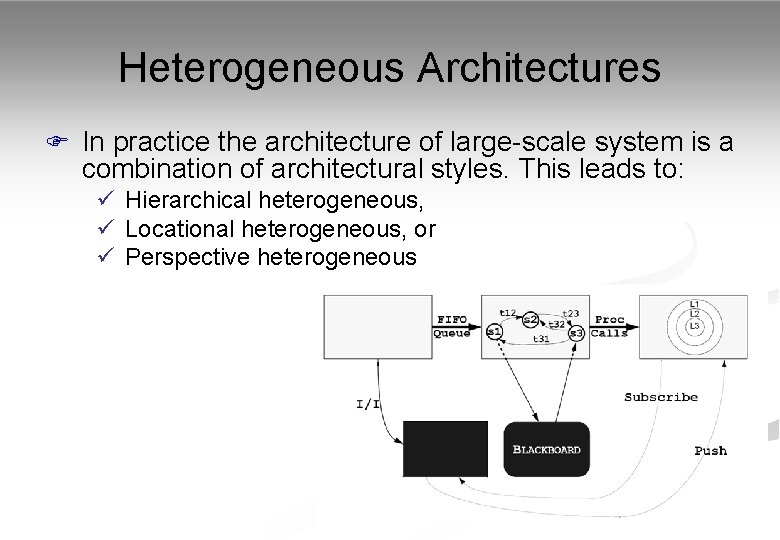 Heterogeneous Architectures F In practice the architecture of large-scale system is a combination of