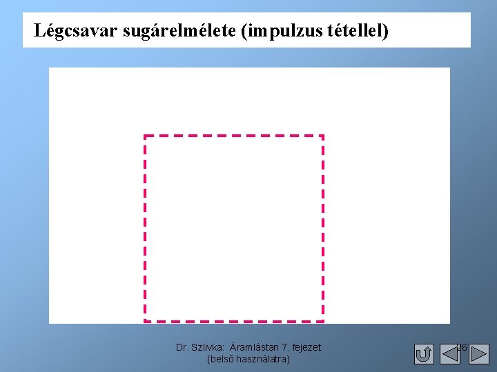 Légcsavar sugárelmélete (impulzus tétellel) Dr. Szlivka: Áramlástan 7. fejezet (belső használatra) 26 