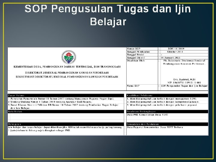 SOP Pengusulan Tugas dan Ijin Belajar 