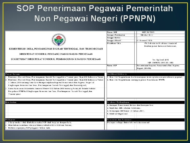 SOP Penerimaan Pegawai Pemerintah Non Pegawai Negeri (PPNPN) 