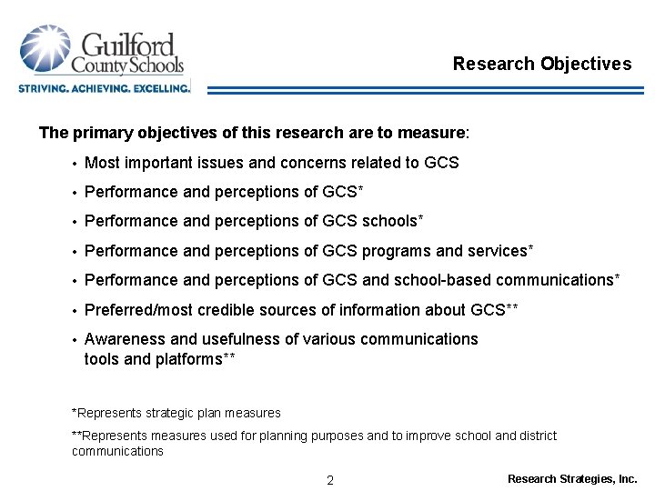 Research Objectives The primary objectives of this research are to measure: • Most important